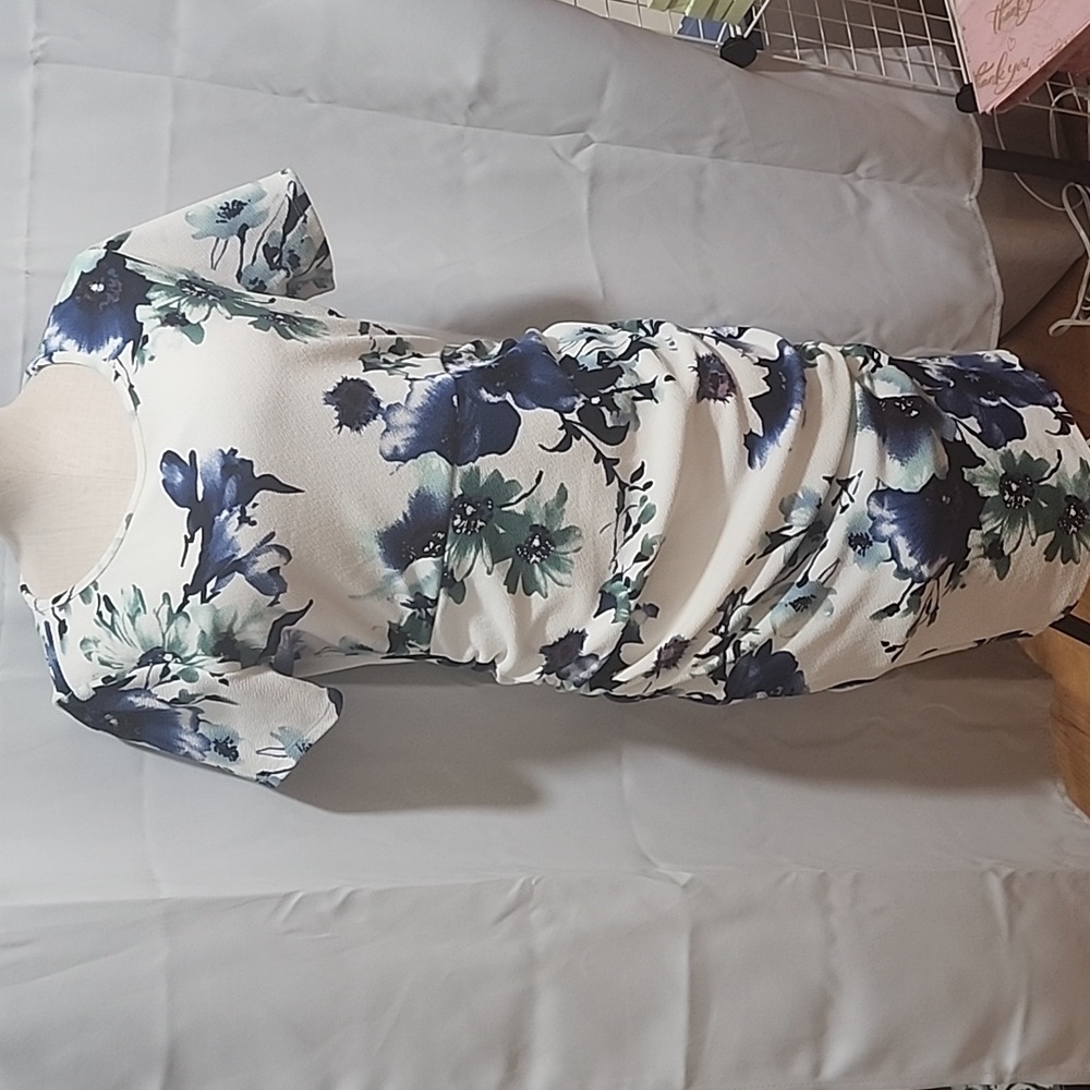 Pinkblush Blue And Green Foral Maternity Dress